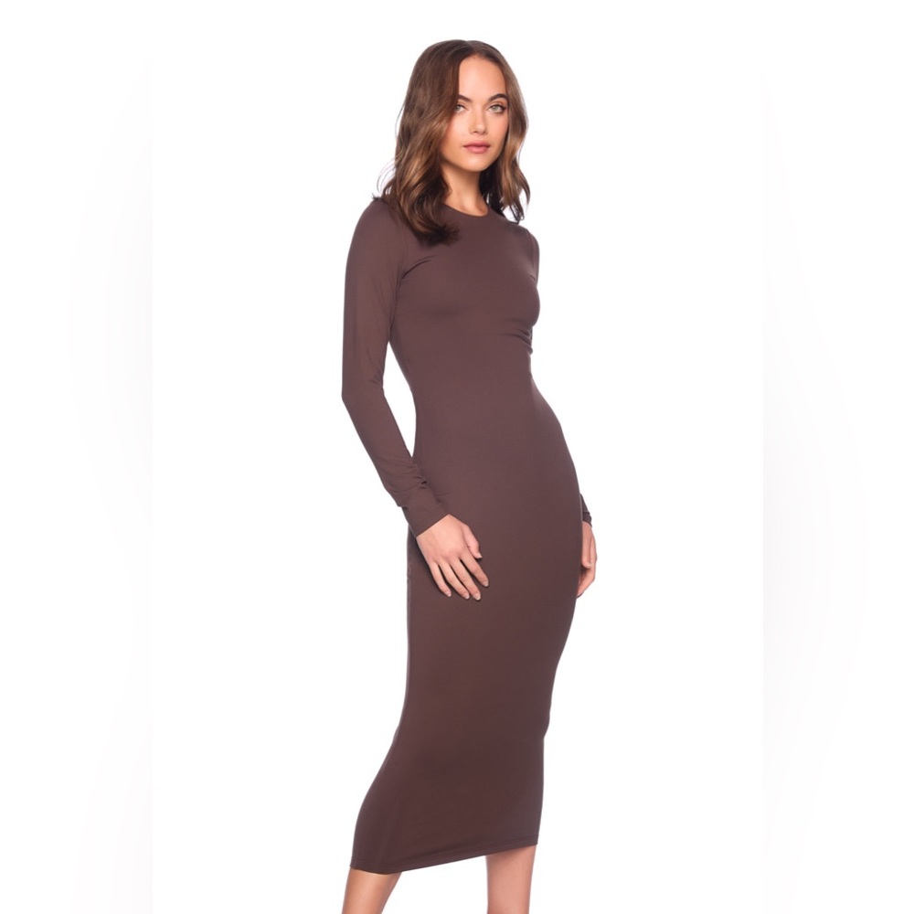 Susana Monaco Brown Ribbed Bodycon Maxi Dress